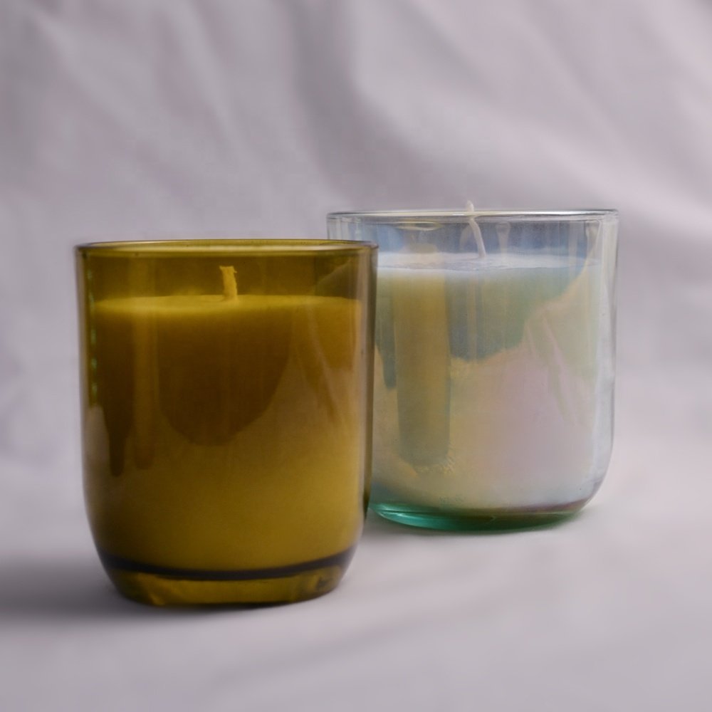 200ml 250ml 330ml 350ml 500ml High Quality Glass Candle Holder Candle Jar with Sealed Silver Metal Lid wood lid bamboo lid