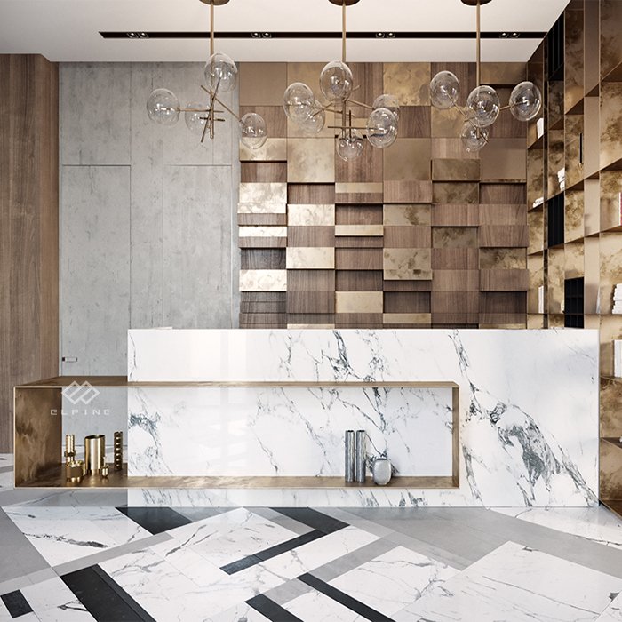 Guangdong product black salon office furniture marble reception desk