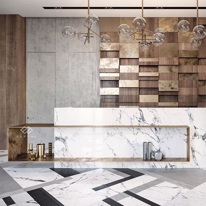 Guangdong product black salon office furniture marble reception desk