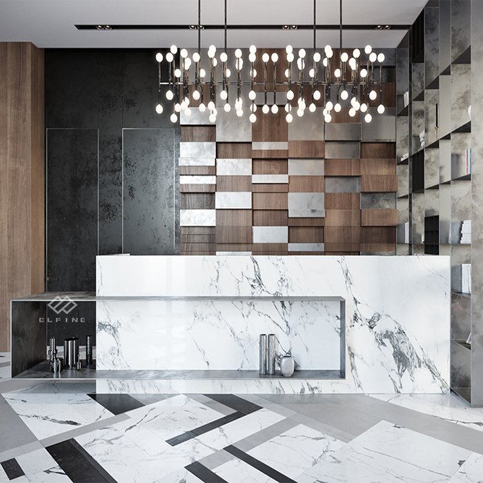 Guangdong product black salon office furniture marble reception desk