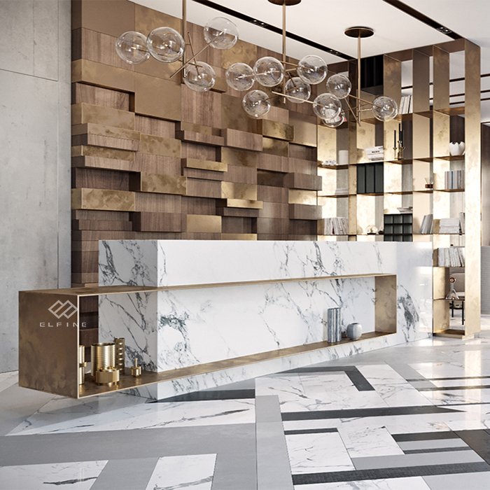 Guangdong product black salon office furniture marble reception desk