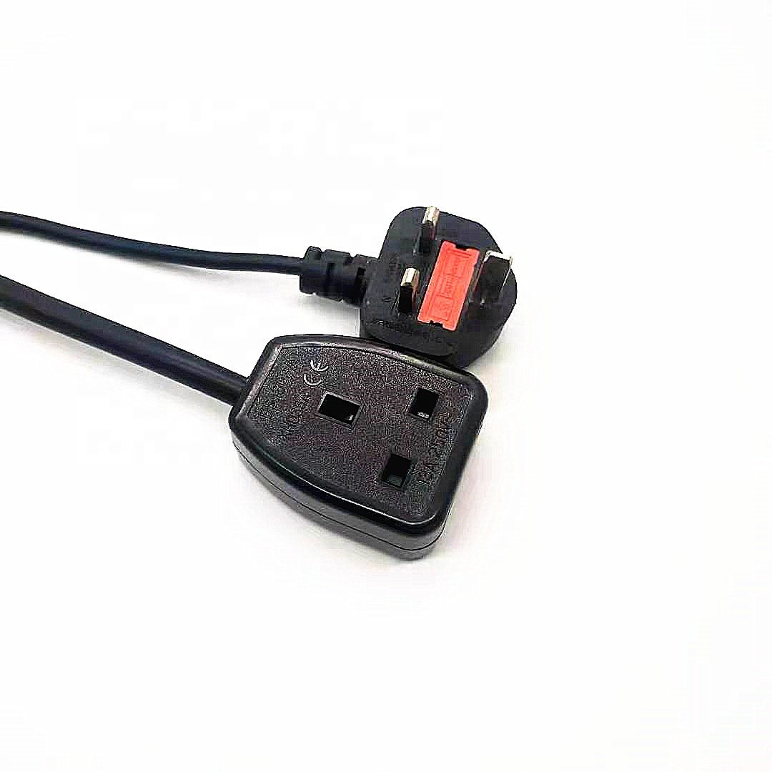 1.5m assembly black BS 1363 uk to c13 power cord H05VV-F 3G*0.75mm2