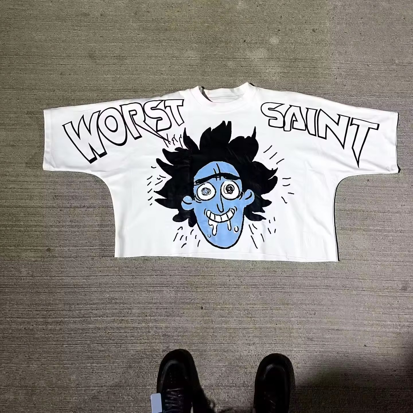Custom Unisex Oversized Vintage Streetwear 50/50 polyester cotton Graphic Drop Shoulder Print Cropped Boxy T Shirt Men
