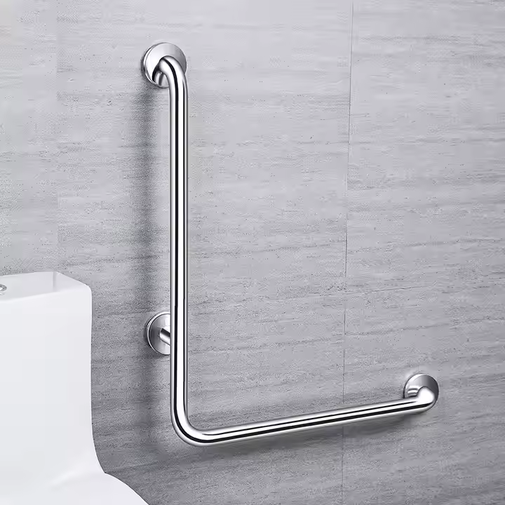 OEM Wholesale Hospital Stainless Steel Handrail L shape 304 Stainless Steel Grab Bar Bathroom Support Rails For Elderly Disable