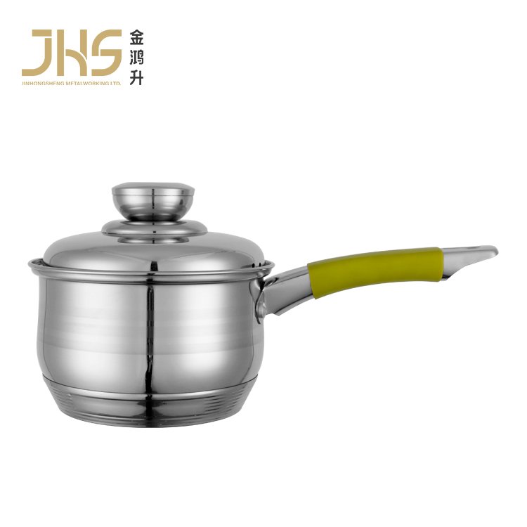 Juego de 12 piezas Juego de ollas de acero inoxidable quirurgico con mango verde de silicona para el hogar