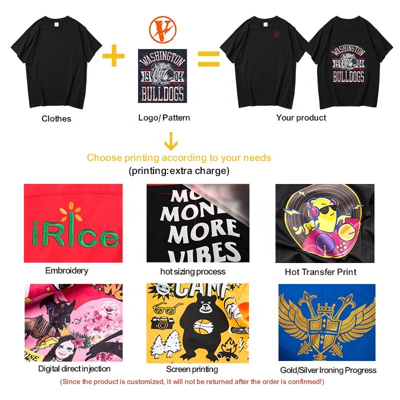 Customizable Custom Blank Mens T Shirts Clothing Streetwear Vetement Round Neck Men T-shirt Print High Quality New Silk Screen
