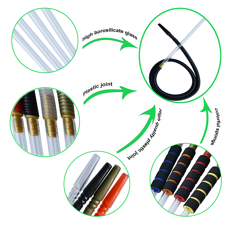 Cheap eco-friendly food grade portable healthy washable new plastic snake shisha pipe disposable hookah hose