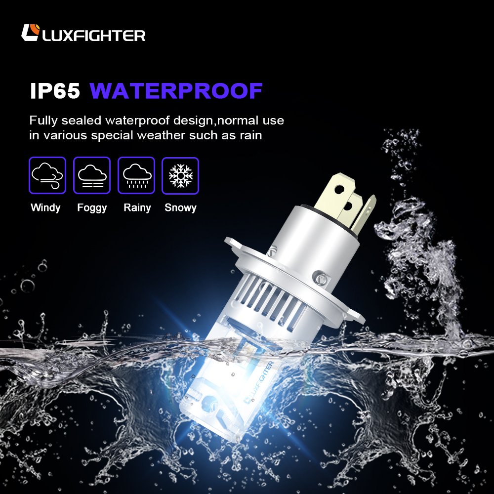 LUXFIGHTER Q16 car led headlight super bright mini size replacement halogen 6500K Cool White LED Bulbs with 2X Cooling Upgraded