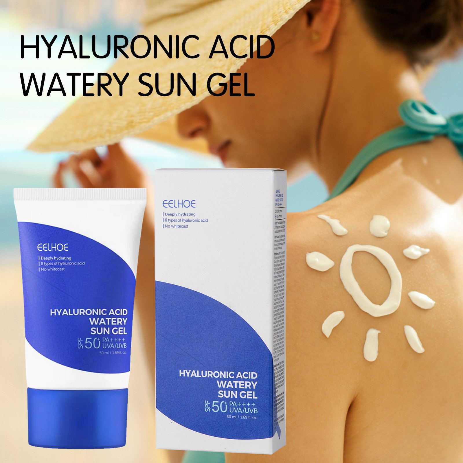 Eelhoe Hyaluronic Acid Watery Sunscreen Gel Summer Outdoor Anti Uv Refreshing Non Greasy Sunscreen For The Skin