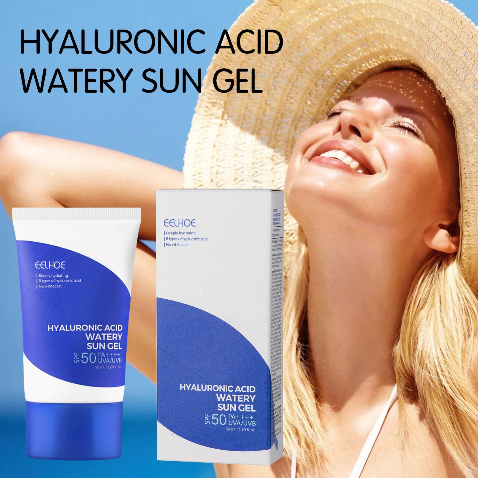 Eelhoe Hyaluronic Acid Watery Sunscreen Gel Summer Outdoor Anti Uv Refreshing Non Greasy Sunscreen For The Skin