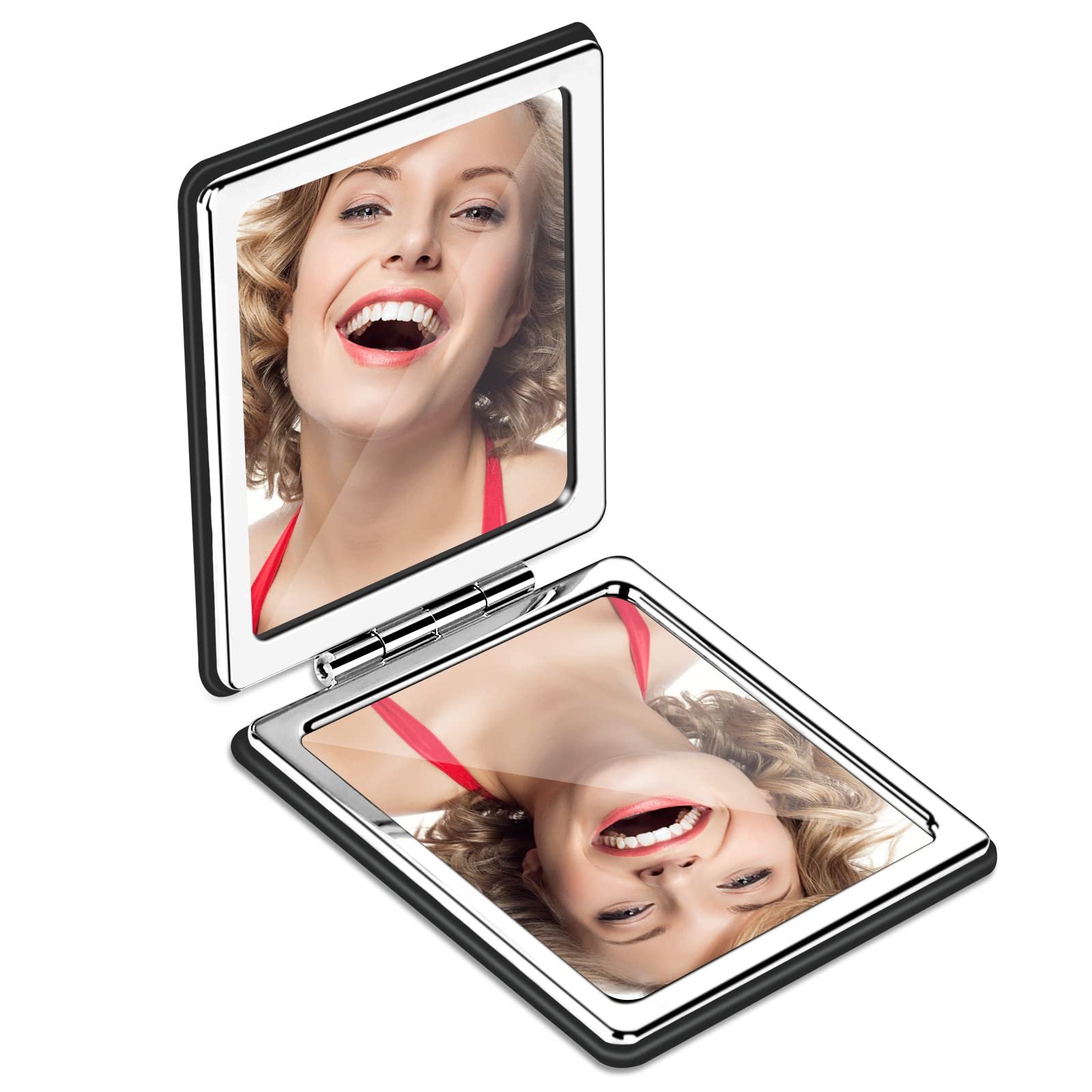Hot-Princess di or Chan el Custom logo hand held mirror Gift Small Mirror Square Vintage Black Handheld Makeup Mirror