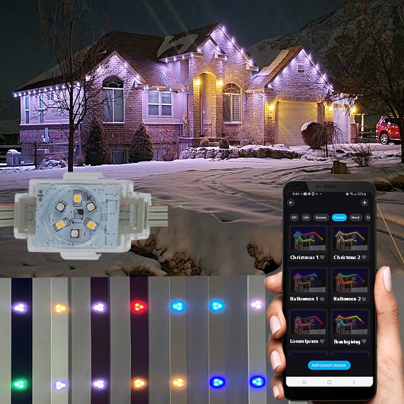 Twinklight Decorative Christmas Outdoor Smart Pixel Led Light Strip RGBW Point Light Source Permanent Eave Lights