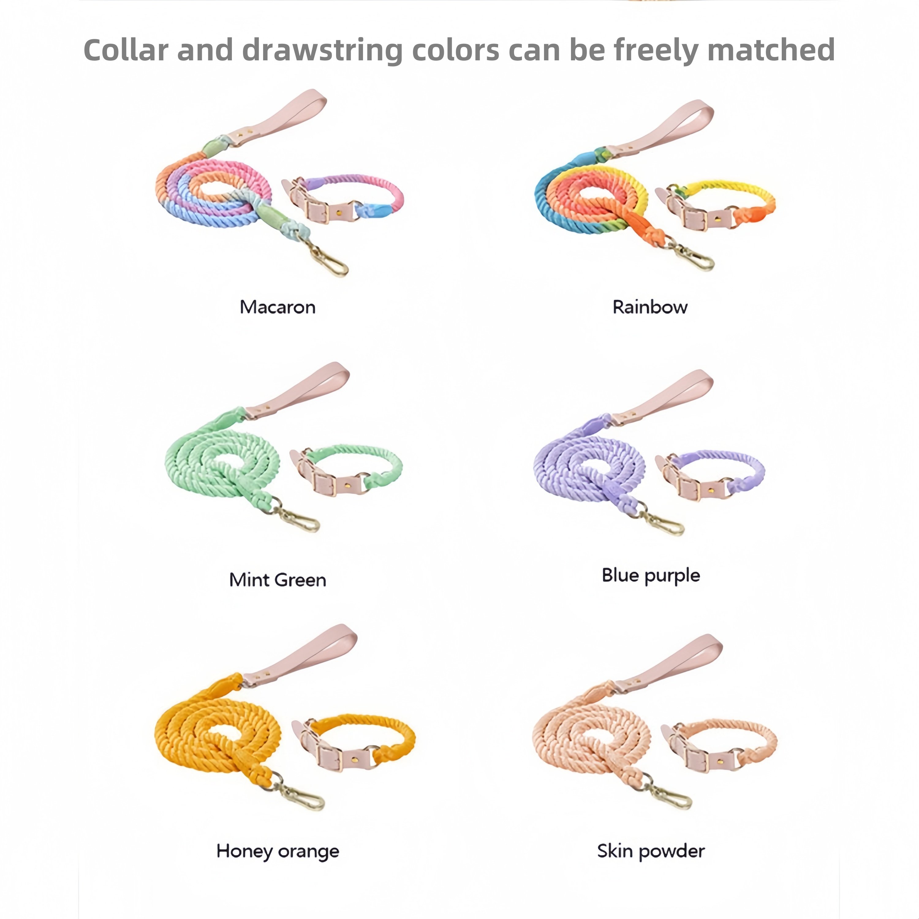 Wholesale Baikai Hand Woven Colorful Pet Leash Set leather Dog Collar BSCI Certification