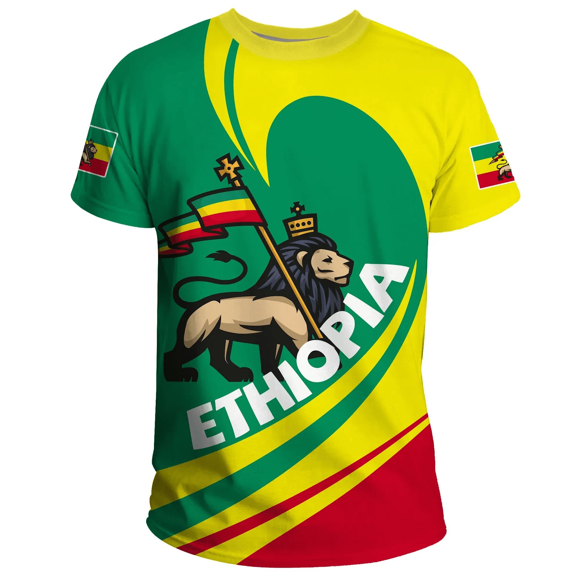 Drop Shipping Products 2023 Ethiopia Lion Luxury Design Casual Tee High Quality Wholesale Custom Logo Summer Men Short Sleeves