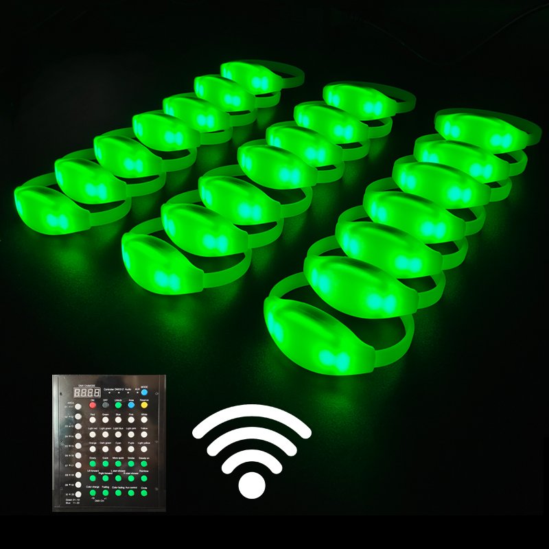 Party Radio Controlled 4 LED Lights Bright LED Bracelets Custom LOGO LED Bracelets DMX Control