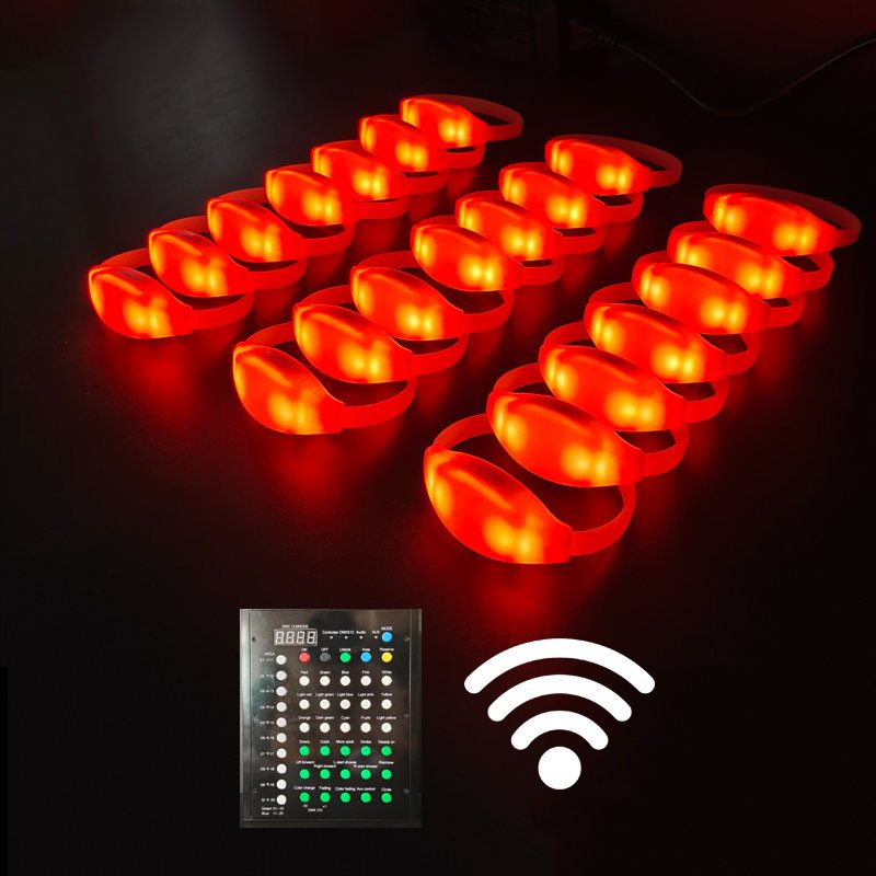 Party Radio Controlled 4 LED Lights Bright LED Bracelets Custom LOGO LED Bracelets DMX Control