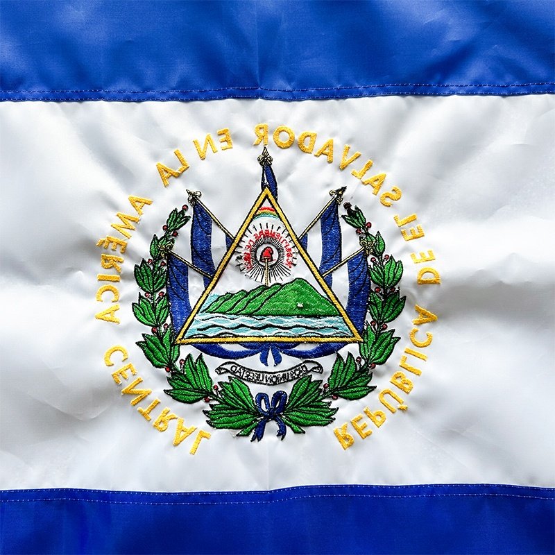 Factory Direct Sale 100% Polyester 3X5ft Embroidered Salvadoran El Salvador Flag