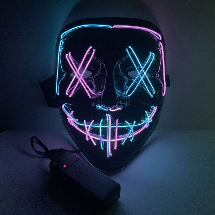 New Type EL Halloween Decor Neon Mask Mixed Color Led Party Supplies Glowing Cosplay Costume Masquerade Horror Masks