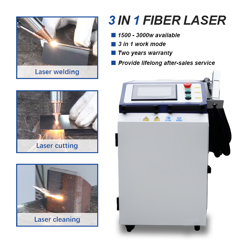 3 IN 1 Multifunction Metal Laser Rust Remover Handheld Fiber Laser Cleaning Welding Cutting Machine Optical Laser Welder