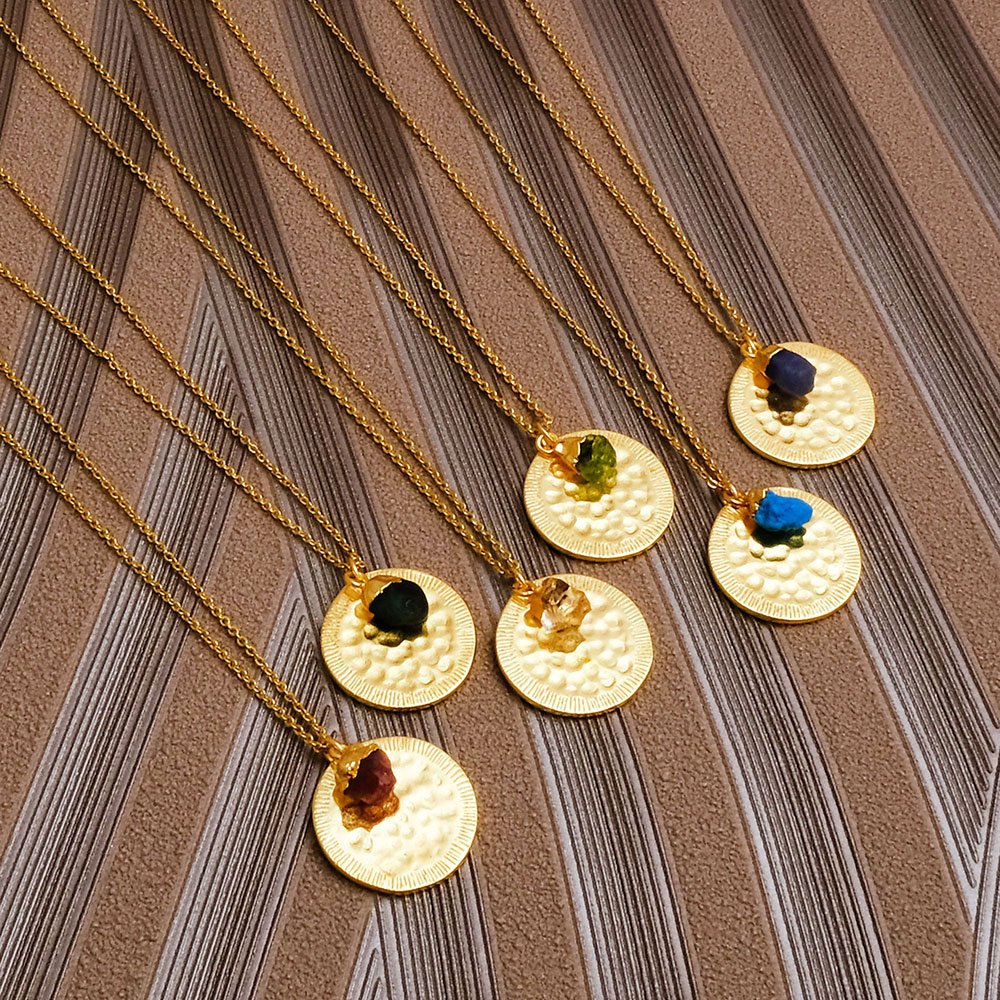 New products natural crystal quartz gemstone pendant necklace gold plated adjustable needle celestial cable chain necklaces