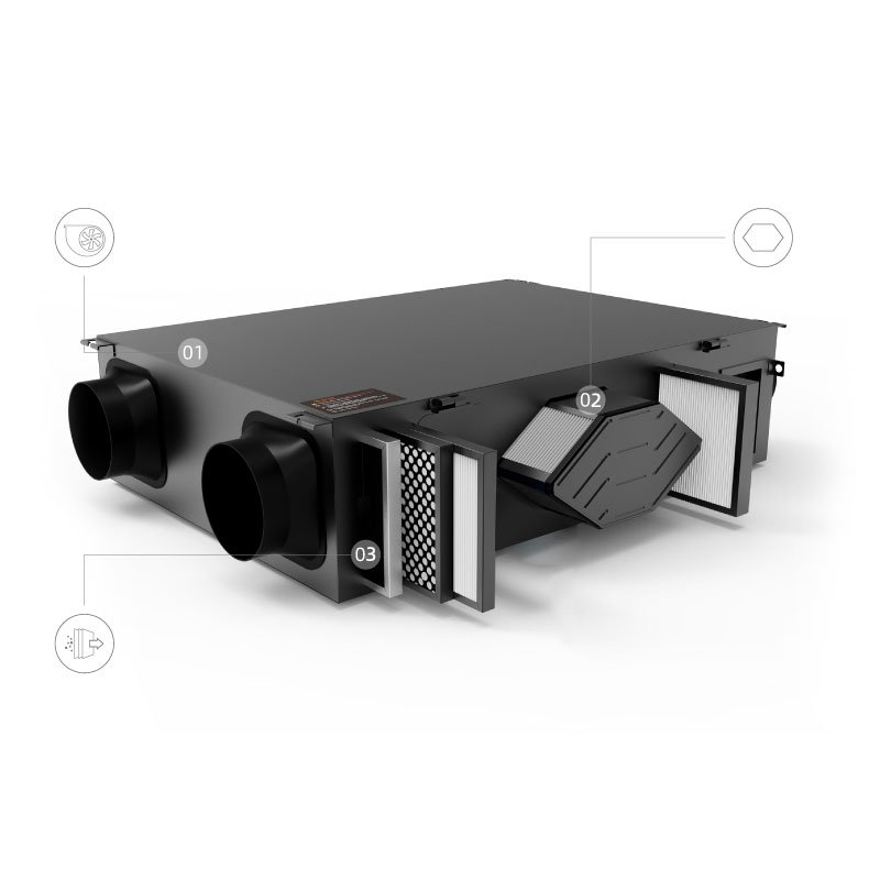 Recuperator fresh air ventilation system Energy Recovery ventilation With AUTO central ceiling system