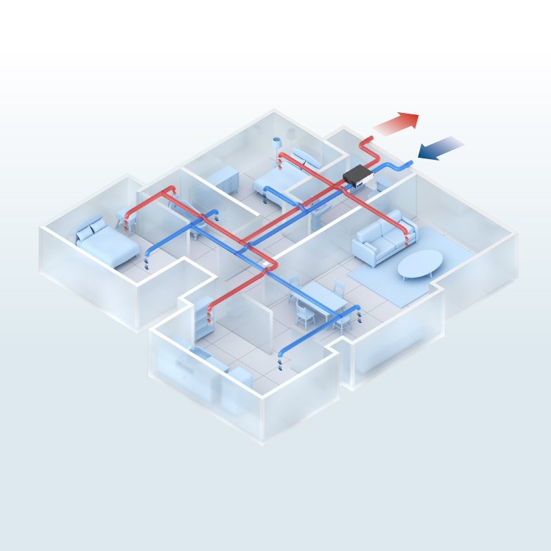 Recuperator fresh air ventilation system Energy Recovery ventilation With AUTO central ceiling system