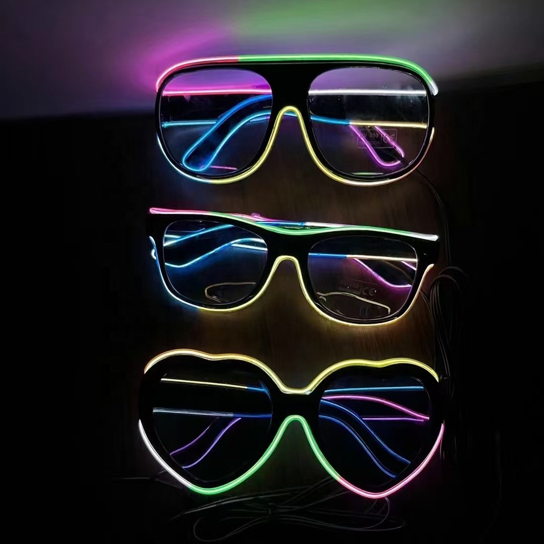 Battery Multicolor EL Wire Led Light up Glasses Glow in the Dark for Rave Party