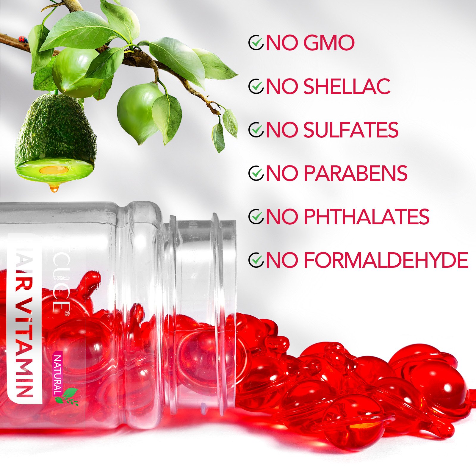 Wholesale 40 Leave-in No Rinse Hair Vitamin Serum Capsules Hair Treatment Serum Oil Capsules With Moroccan Macadamia Avocado Oil