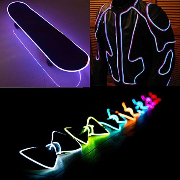 EL Wire DIY Neon Glowing Flexible Electroluminescent Wire Kit for Sports skateboard decoration