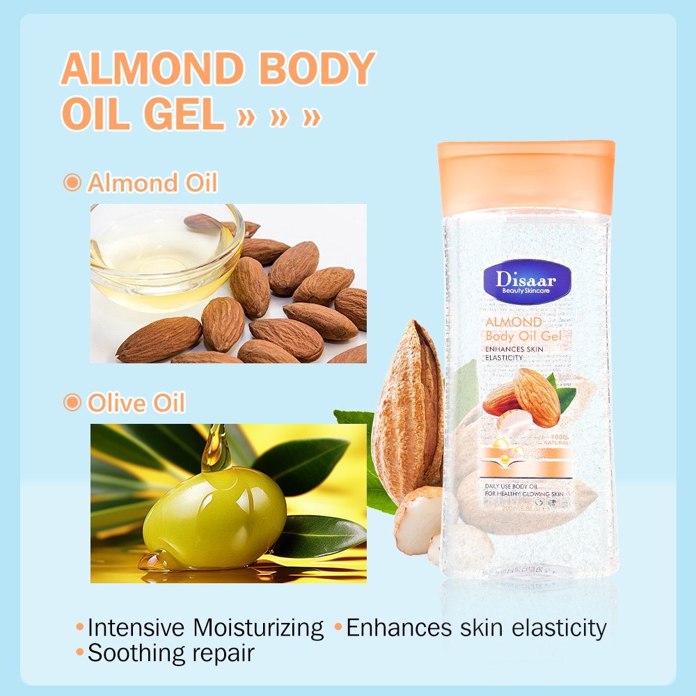 Disaar 100% Natural Almond Body Oil Gel Enhances Skin Elasticity Intensity Moisturizer Glowing Skin Repair Oil Gel Products