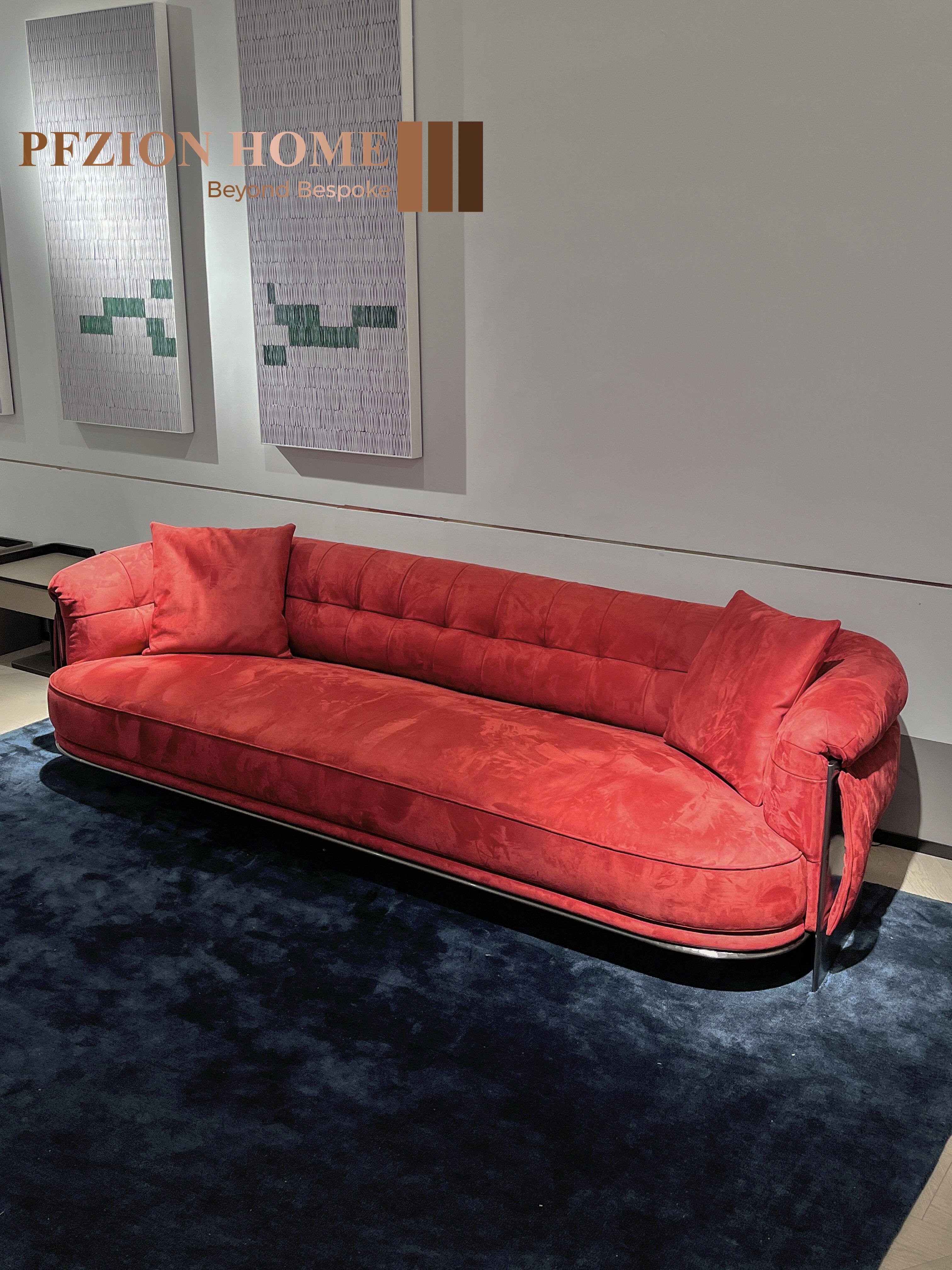 PFZION HOME Original Luxury Design Modular Velvet Leather Sofa Italian Wave Modeling Living Room Sofa
