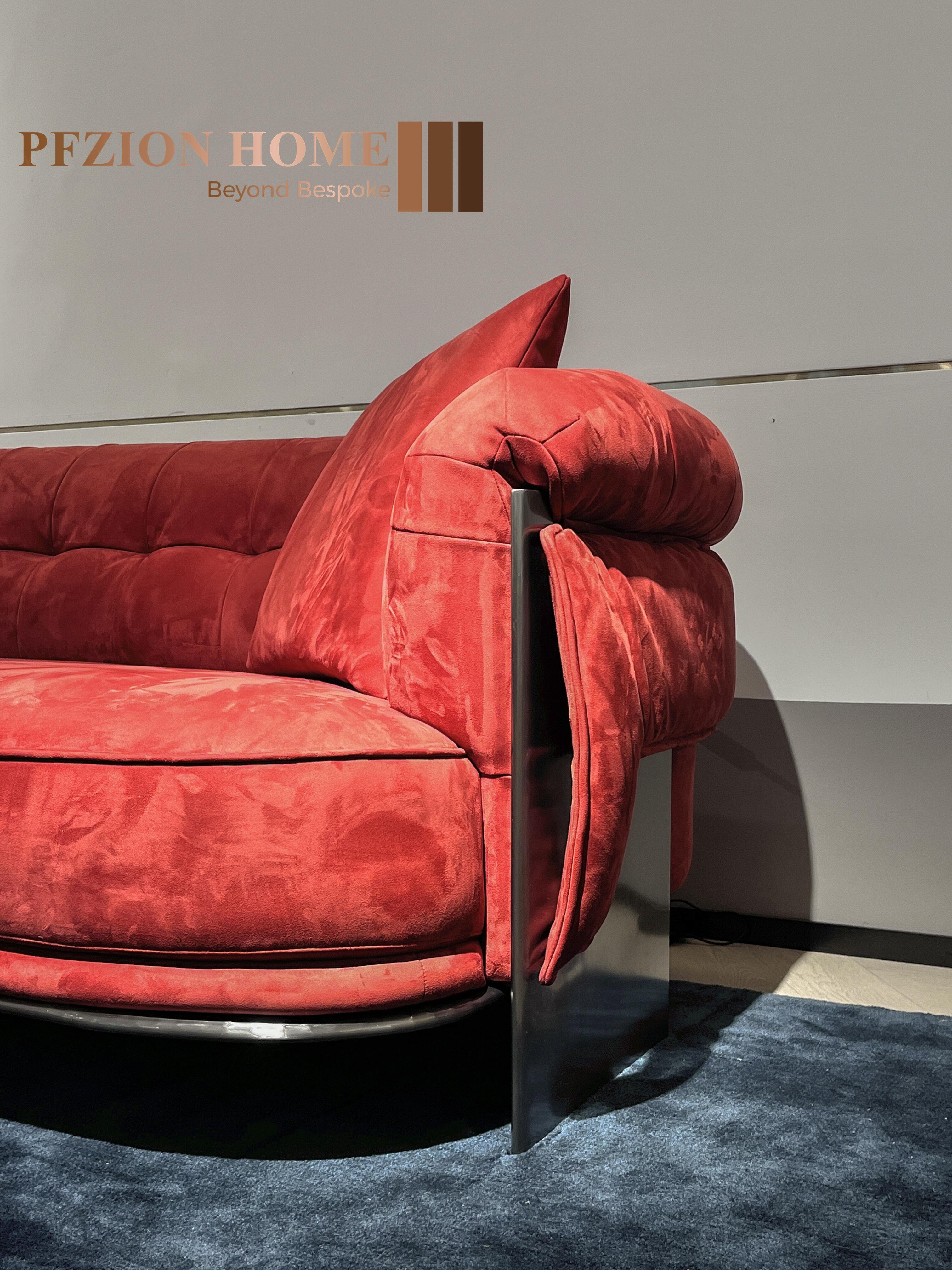 PFZION HOME Original Luxury Design Modular Velvet Leather Sofa Italian Wave Modeling Living Room Sofa