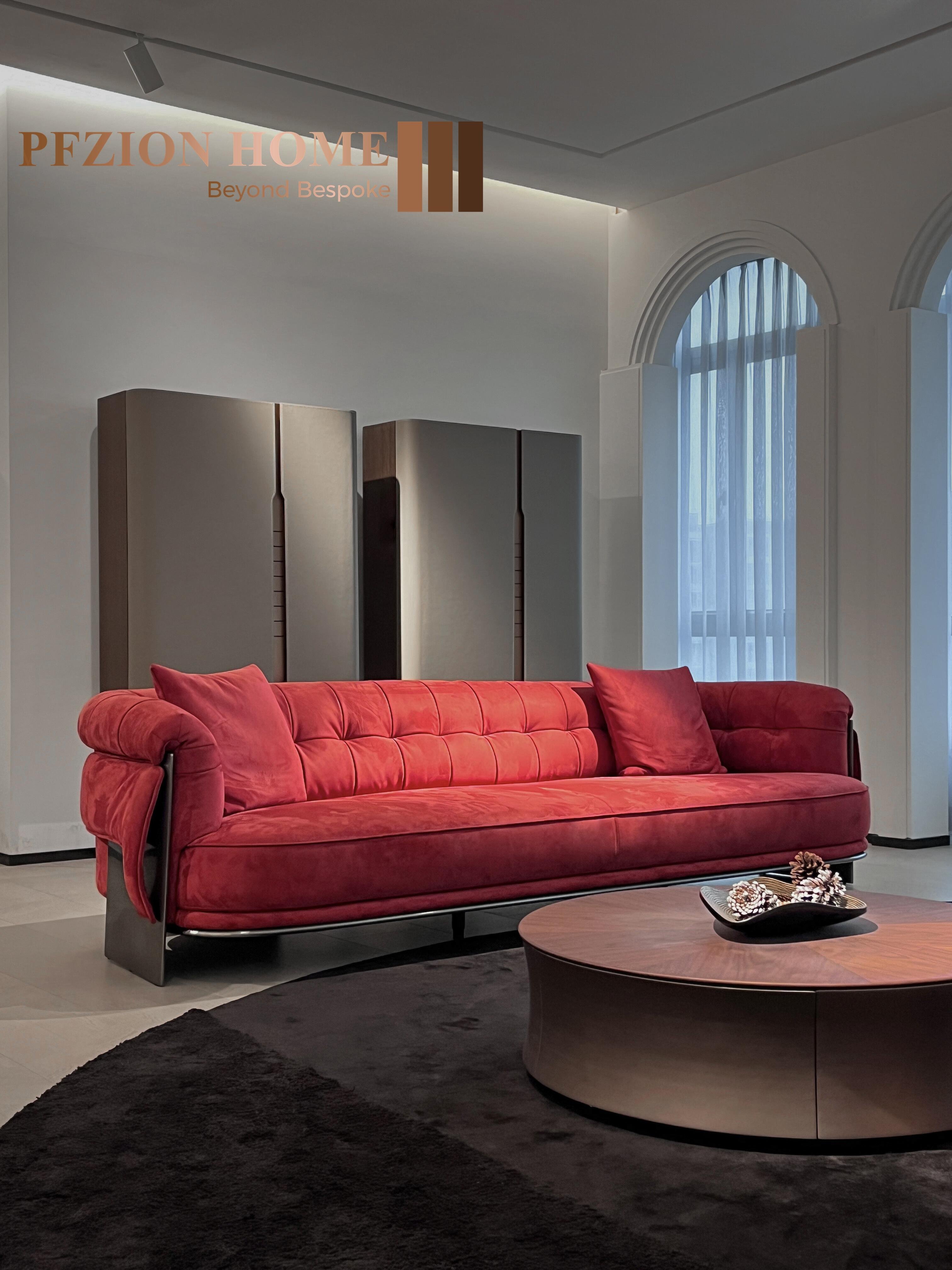 PFZION HOME Original Luxury Design Modular Velvet Leather Sofa Italian Wave Modeling Living Room Sofa