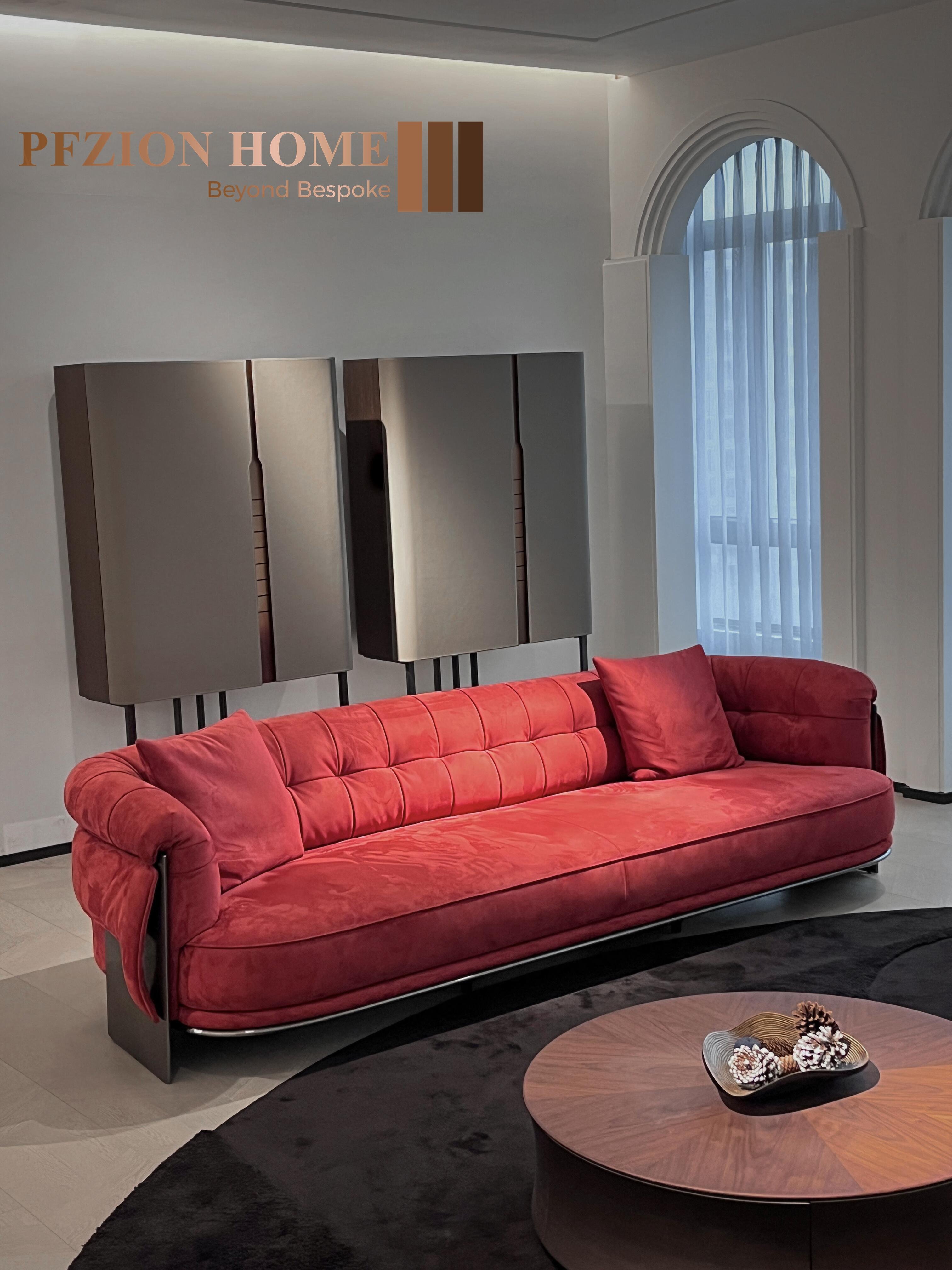 PFZION HOME Original Luxury Design Modular Velvet Leather Sofa Italian Wave Modeling Living Room Sofa