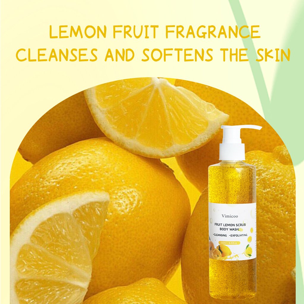 OEM ODM New Skin Care Private Label Product Deeply Cleansing Exfoliating Body Bath Gel Fruit Lemon Scrub Body Wash