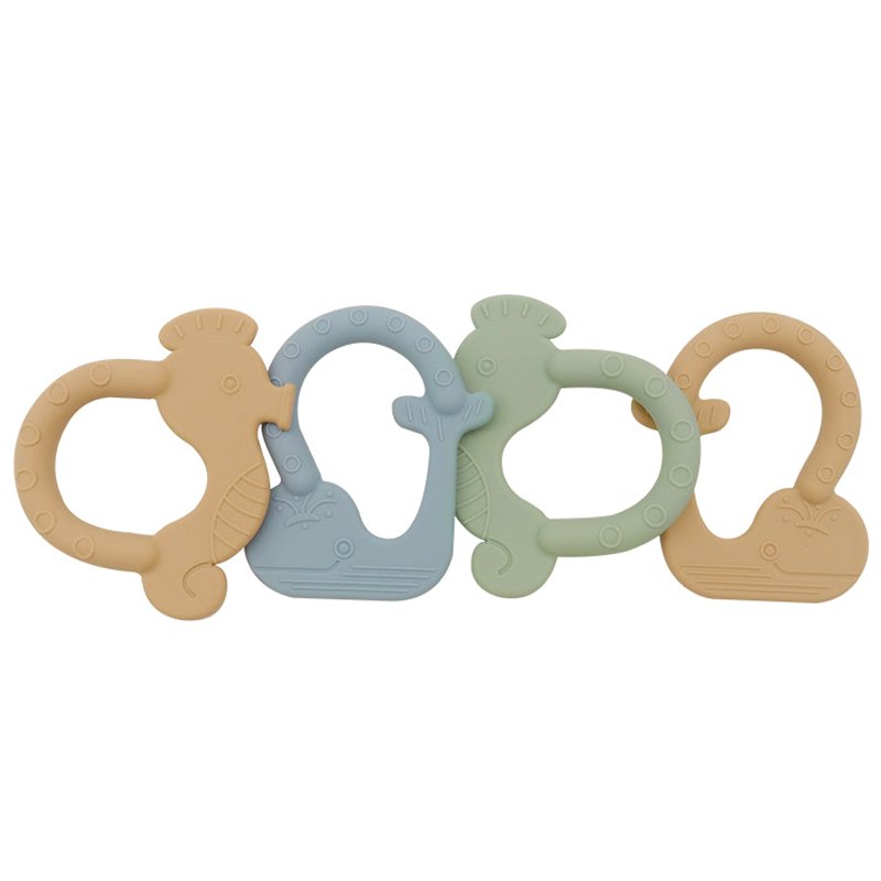 New Product Silicone Teether Whale Hippocampus Sea Horse Shape Cute Silicone Baby Teether Toy