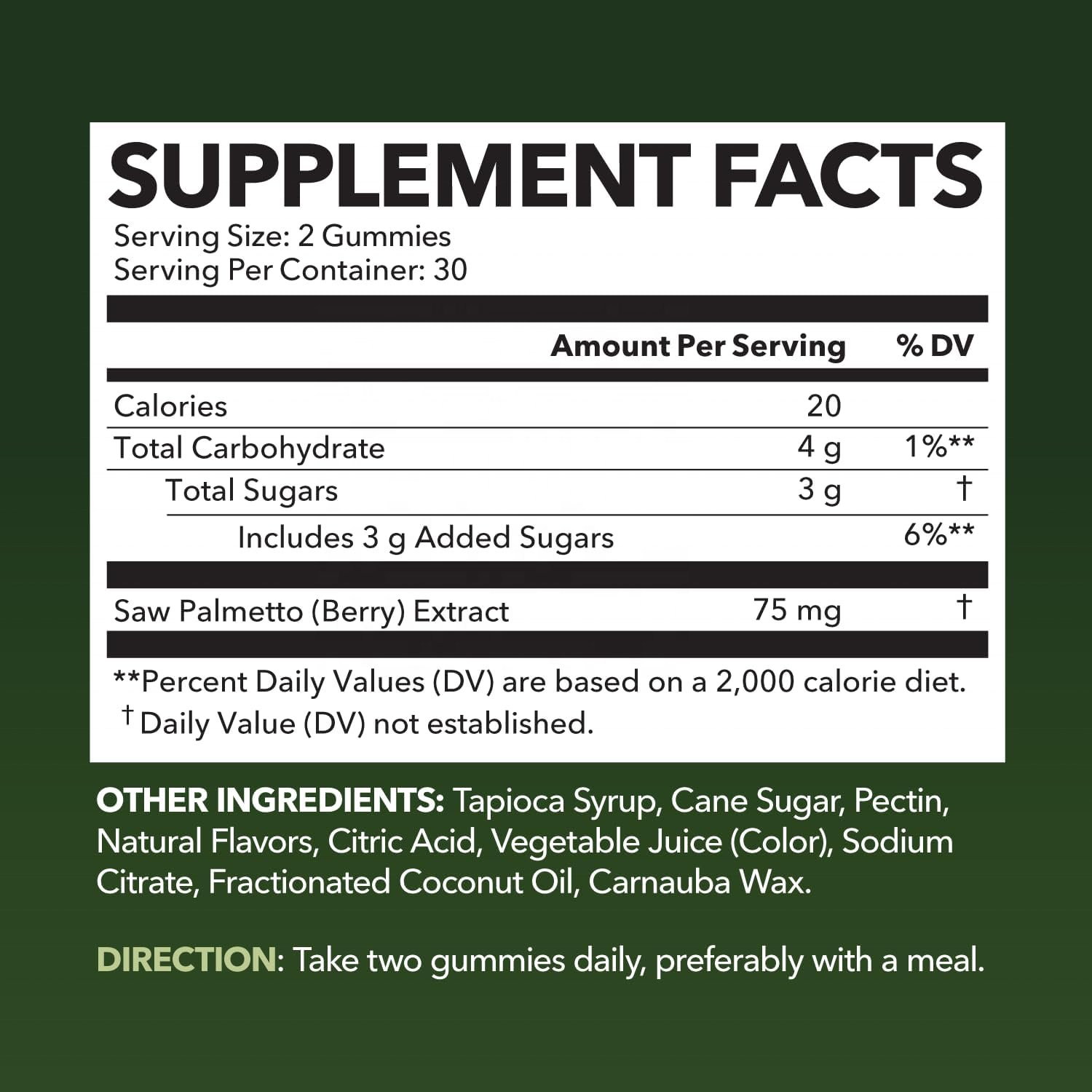 OEM Hot Selling Food Supplements Natural Prostate Hair Products Saw Palmetto Gummies