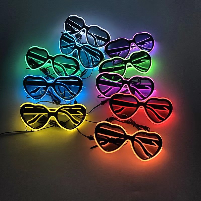 Luminous Flash Party Glasses Flash Changing Anime Cyberpunk Luminous Glasses For Party El Heart-Shaped Luminous Glasses