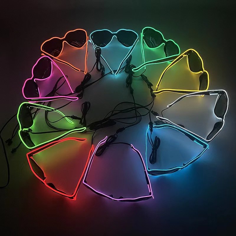 Luminous Flash Party Glasses Flash Changing Anime Cyberpunk Luminous Glasses For Party El Heart-Shaped Luminous Glasses