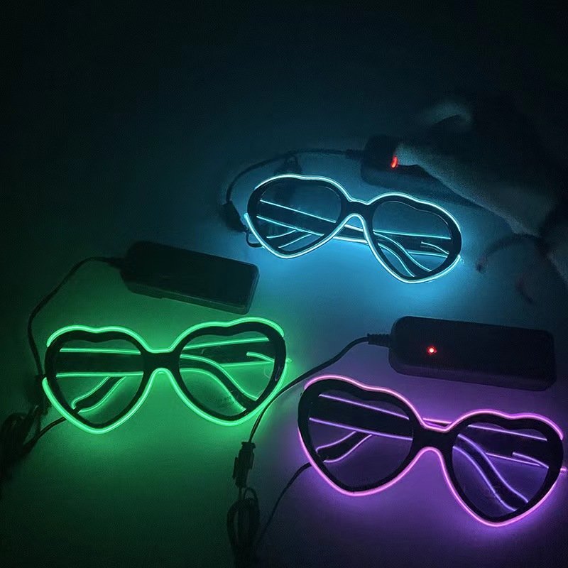 Luminous Flash Party Glasses Flash Changing Anime Cyberpunk Luminous Glasses For Party El Heart-Shaped Luminous Glasses