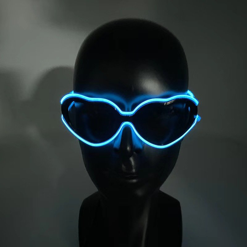 Luminous Flash Party Glasses Flash Changing Anime Cyberpunk Luminous Glasses For Party El Heart-Shaped Luminous Glasses