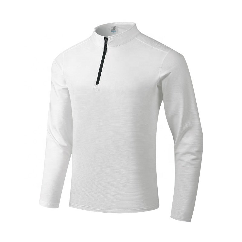 Mens New Arrival Fitness Long Sleeve High Neck Breathable T-shirt Top 1/4 Zipper Fitness Long Sleeve For Workout