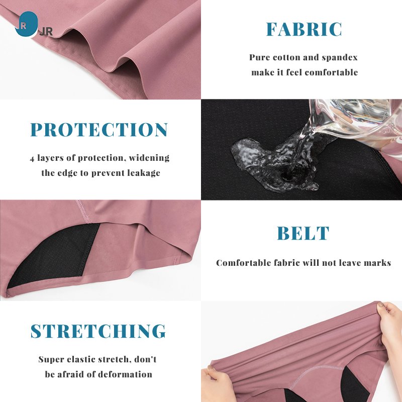 3-Piece Wholesale 4 layer leak proof Ladies Seamless Menstrual Pant Period Pants Reusable Washable Menstrual Panties
