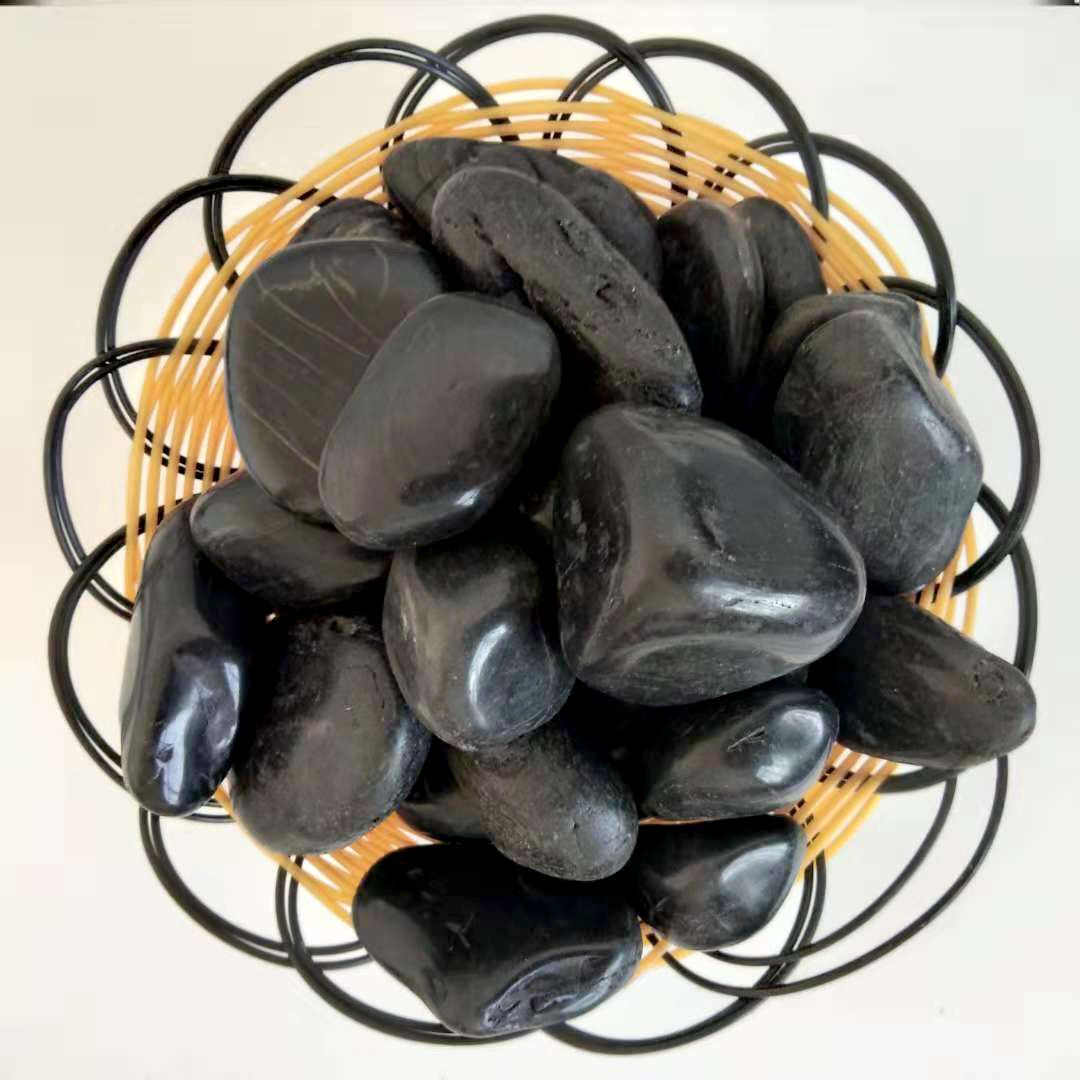 Natural Black Cobble Pebble Stone Polished Normal Grade Outside Garden Landscape Paving