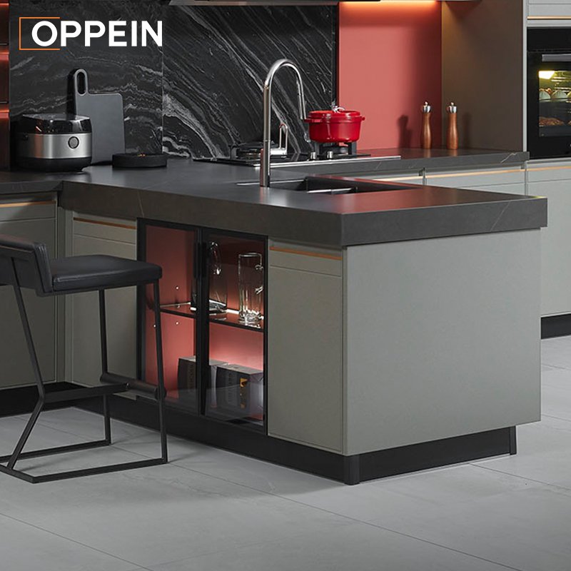 OPPEIN Mdf En Relieve De Alta Calidad Vietnam Juego Completo Armario Muebles Para El Hogar Material De Gabinete De Cocina