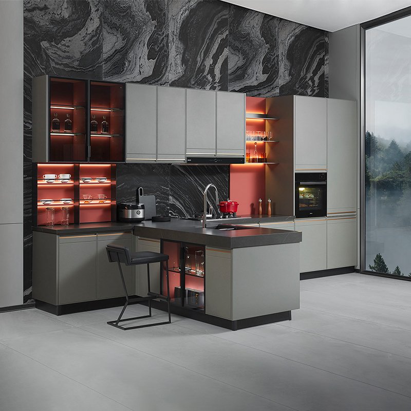 OPPEIN Mdf En Relieve De Alta Calidad Vietnam Juego Completo Armario Muebles Para El Hogar Material De Gabinete De Cocina