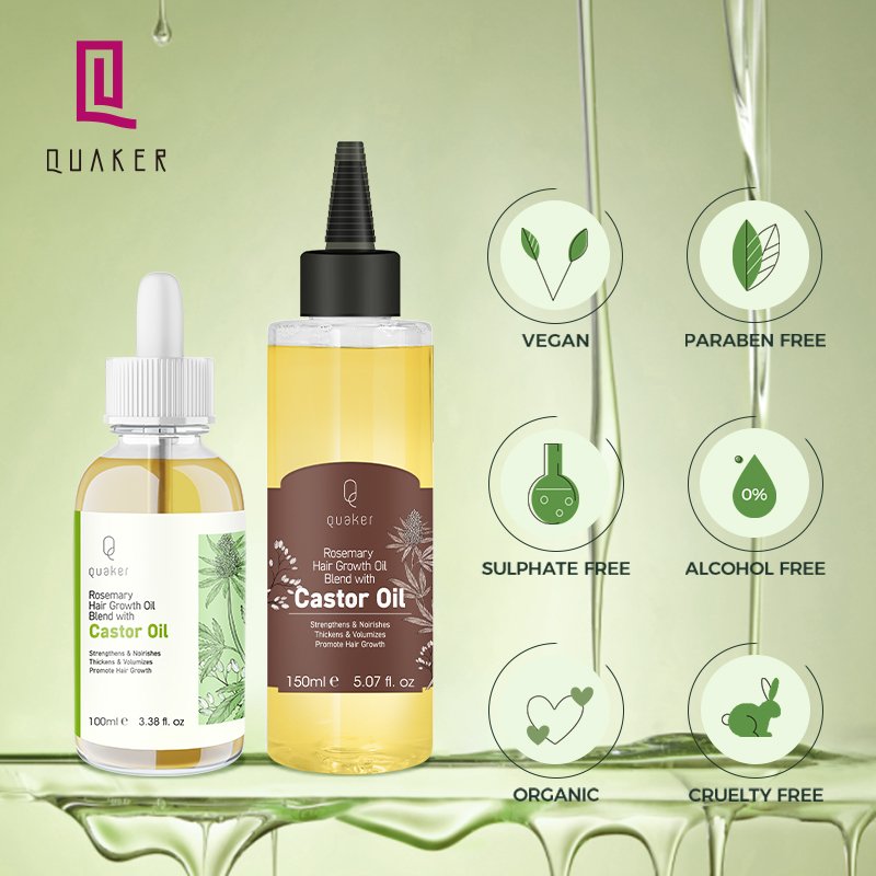 Qquaker Aceite De Romero Para El Crecimiento Del Cabello Castor Oil Hair Growth Oil For Men Organic Hair Oil