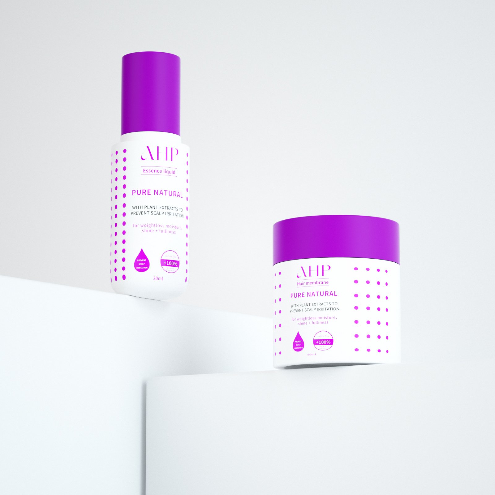 ODM OEM plastic toiletries bottle 30ml 50ml 100ml purple hair care oil bottle set with free design for luxury hair products