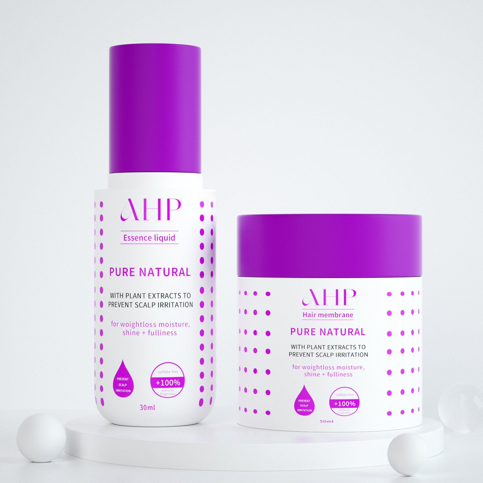 ODM OEM plastic toiletries bottle 30ml 50ml 100ml purple hair care oil bottle set with free design for luxury hair products