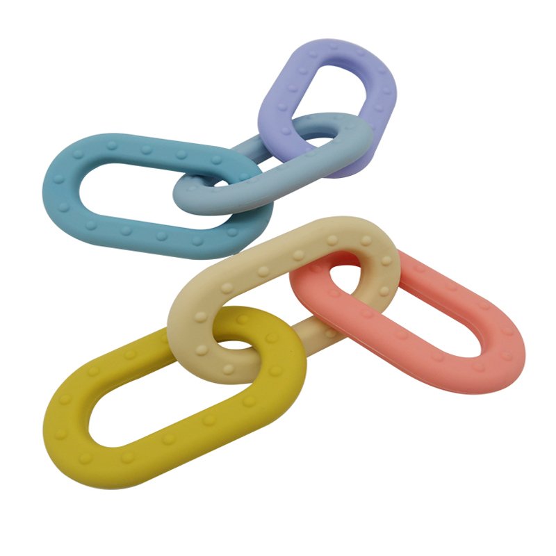 Food Grade Silicone Sensory Chew Teething Linking Rings Toys Silicone Baby Links Teether Toy